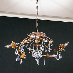 HL 6-1600/5 silber-gold Orion Miramare потолочная люстра с несколькими плафонами и подвесками из кристаллов в серебристо-золотом оформлении