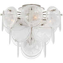 Loire Medium Tiered Flush Mount полированный никель с белым стеклом стриэ