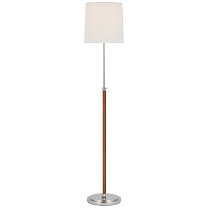 Bryant Wrapped Floor Lamp полированный никель и натуральная кожа с льняным абажуром