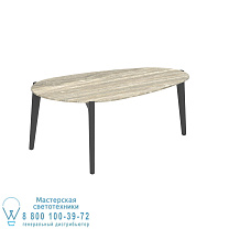 СТОЛИК TEA TIME 100X60CM H40 АНТРАЦИТОВЫЙ КЕРАМИЧЕСКИЙ ТРАВЕРТИН Royal Botania