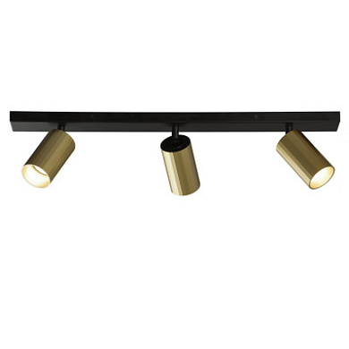 потолочный или настенный светильник с регулируемыми спотами, корпус золотисто-чёрный, IP20