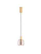 Smokey Glass Brass Gold Metal LED 7Watt 220-240Volt 192Lm IP20 3000K D:16 H:215 cm
