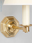 WB0008.BR Octagonal Vaughan настенный светильник для ванной из латуни с шестигранным основанием и белым абажуром — фото 1