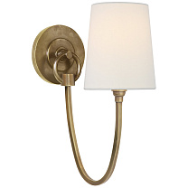 Reed Single Sconce полированная старая латунь с льняным абажуром