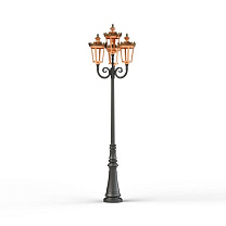 Louvre N° 11; one-piece clear glass Built-in LED 2700°K warm white 4x13W; Patined lacquered copper