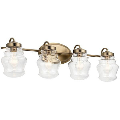 Janiel 33.25" 4 Light Vanity Light with Clear Glass Classic Bronze настенный светильник 55040CLZ Kichler