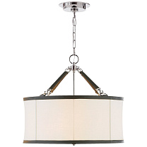 Broomfield Small Hanging Shade полированный никель и шоколадная кожа с льняным абажуром