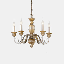 020822 Ideal lux Firenze пятирожковая люстра из металла под золото с декоративными элементами в классическом стиле