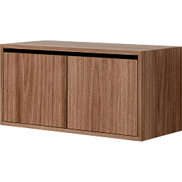 42049 New Works New Works Shelving System низкий шкаф с фасадами под орех для модульного стеллажа