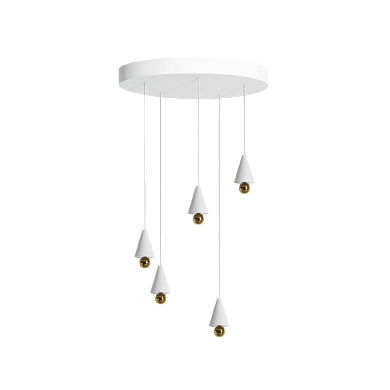 L0541102 CHERRY Petite Friture Круглый подвесной светильник пять конусных плафонов белый