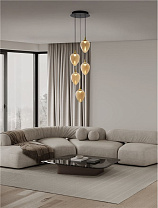 Triac Dimmable Matt Black Metal Base Brass Gold Metal & Champaign Glass LED 30Watt 220-240Volt 1965Lm IP20 3000K D:35.3 H:200 cm