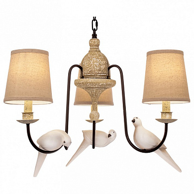 подвесная люстра с тремя текстильными абажурами