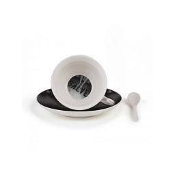 SE09973 Seletti Guiltless чайная пара из фарфора с чашкой и блюдцем в минималистичном дизайне