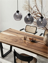 Smokey Glass Black Metal Base LED E27 3x12 Watt 100-240 Volt IP20 Bulb Excluded L: 84 H: 145 cm