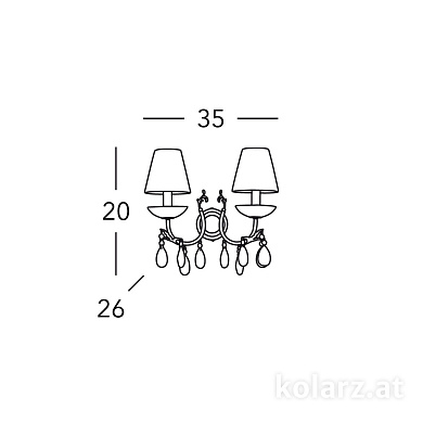 Kolarz Victoria 2 3003.62.WM.KoT настенный светильник белый ширина 35cm высота 20cm 2 лампы e14