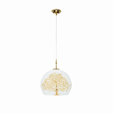 подвесной светильник сферической формы с орнаментом золото