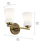 Brianne 14.5" 2 Light Vanity Light with Satin Etched Cased Opal Glass Brushed Natural Brass настенный светильник 55116BNB Kichler