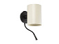 20032-80 GUADALUPE BLACK WALL LAMP WITH READER BEIGE LAMPSH настенный светильник Faro barcelona