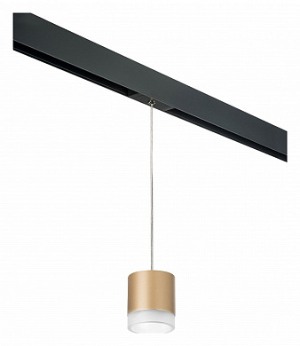 подвесной светильник с цилиндрическим плафоном латунного оттенка для однофазного шинопровода