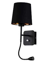 PABLO AP2 BLACK/BLACK-GOLD Crystal Lux PABLO настенное бра с тканевым абажуром чёрного цвета и поворотным основанием