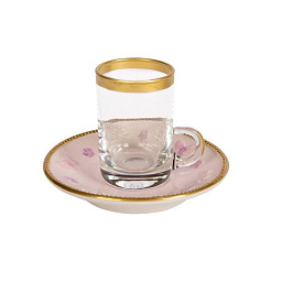 Butterfly pastel pink arabic tea cup and saucer small size чашка, Villari