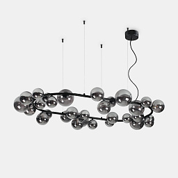 296753 Ideal lux Perlage подвесная люстра с черным каркасом и стеклянными шарами дымчатого цвета