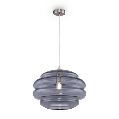 подвесной светильник с никелевым корпусом и стеклянным плафоном