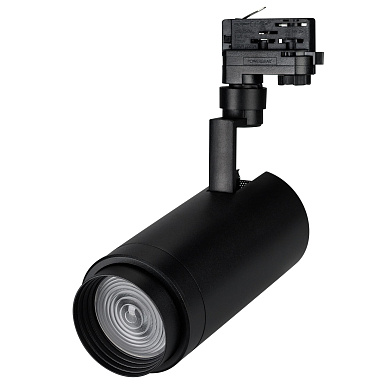 трековый прожектор цилиндрического корпуса чёрного цвета для трёхфазной системы 4TRA FOOD