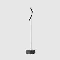 esprit double floor black, black painted lamphead, natural steel blue base