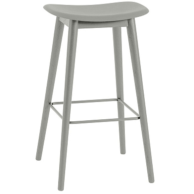 58915 Muuto Fiber Барный стул, дерево, 75 см, серый