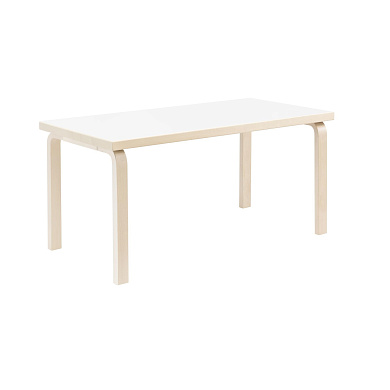 28300282 Aalto 80A artek Прямоугольный стол с белой столешницей в минималистичном стиле
