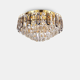 241296 Ideal lux Magnolia потолочная люстра с прозрачными хрустальными подвесками в золотистом оттенке