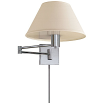 Classic Swing Arm Wall Lamp полированный никель с льняным абажуром
