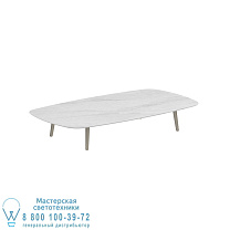 НИЗКИЙ СТОЛ STYLETTO LOUNGE 220x120CM, АЛЮМИНИЕВЫЕ НОЖКИ, ПЕСОЧНАЯ КЕРАМИКА, СТОЛЕШНИЦА BIANCO STATUARIO Royal Botania