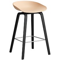 About A Stool AAS 32 Low, сиденье H65 см, основание черный лакированный дуб / сиденье полипропилен, бледно-персиковое / подножка черная сталь