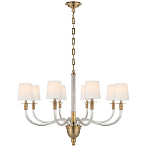 Vivian Large One-Tier Chandelier полированная старая латунь с льняными абажурами