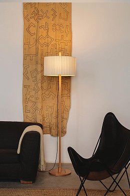 Торшер Milan Iluminacion Linood 170/45, дуб, ленточный абажур экрю