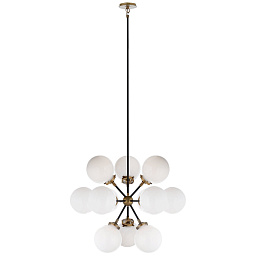 S5270PN-CG Visual Comfort Bistro подвесная многоламповая люстра с округлыми стеклянными плафонами на никелированном каркасе