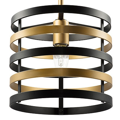 подвесной светильник в виде металлического кольца черно-золотой