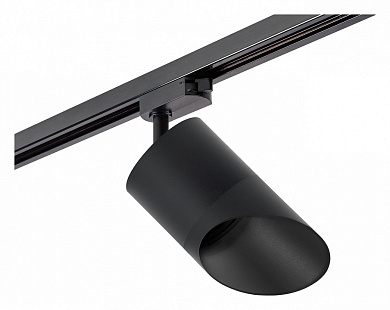 трековый светильник чёрного цвета цилиндрической формы для однофазного шинопровода
