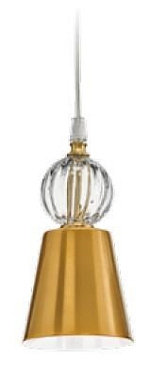 подвесной светильник с металлическим цилиндрическим корпусом золотистого оттенка