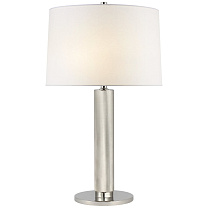 Barrett Medium Knurled Table Lamp полированный никель с льняным абажуром