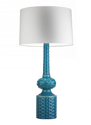 настольная лампа с бирюзовым керамическим основанием и белым абажуром