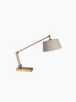 Настольная лампа Heathfield Torun Antique Brass — Антикварная латунь; Березовая глазурованная льняная обивка, ПВХ-подкладка цвета просекко