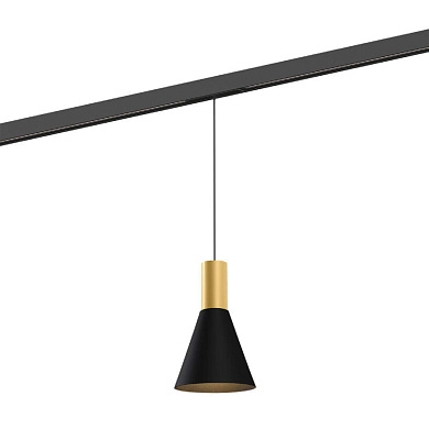 подвесной конусный трековый светильник матовый чёрный для магнитного трека 48V