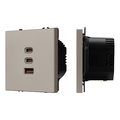 061835 Arlight Механизм розетки с быстрой USB зарядкой SCT-NOBE-MUACC-SFPL-FC-CA (65 Вт, QC3)
