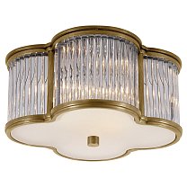 Basil Small Flush Mount натуральная латунь и прозрачные стеклянные стержни с матовым стеклом