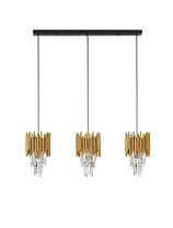 Gold Aluminium & K5 Crystal Sandy Black Steel Base LED E14 3x5Watt 100-240Volt IP20 Bulb Excluded Crystals: 12 cm: 28pcs 9.8 cm: 28pcs L:85 W:16.5 H:159 cm
