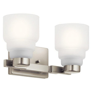Vionnet 14.5" 2 Light Vanity Light with Satin Etched Glass Brushed Nickel настенный светильник 55011NI Kichler
