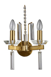 0911/402 Crystal Lux Marron двухрожковое бра с цилиндрическими плафонами на латунном основании